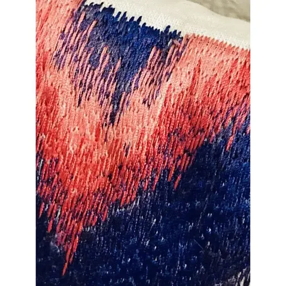 ECHO Designs Blue White Red Pillow w/ Insert 15" Square RARE Zip closure Abstrac - Picture 8 of 12